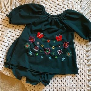 Green Dress with Diaper cover set